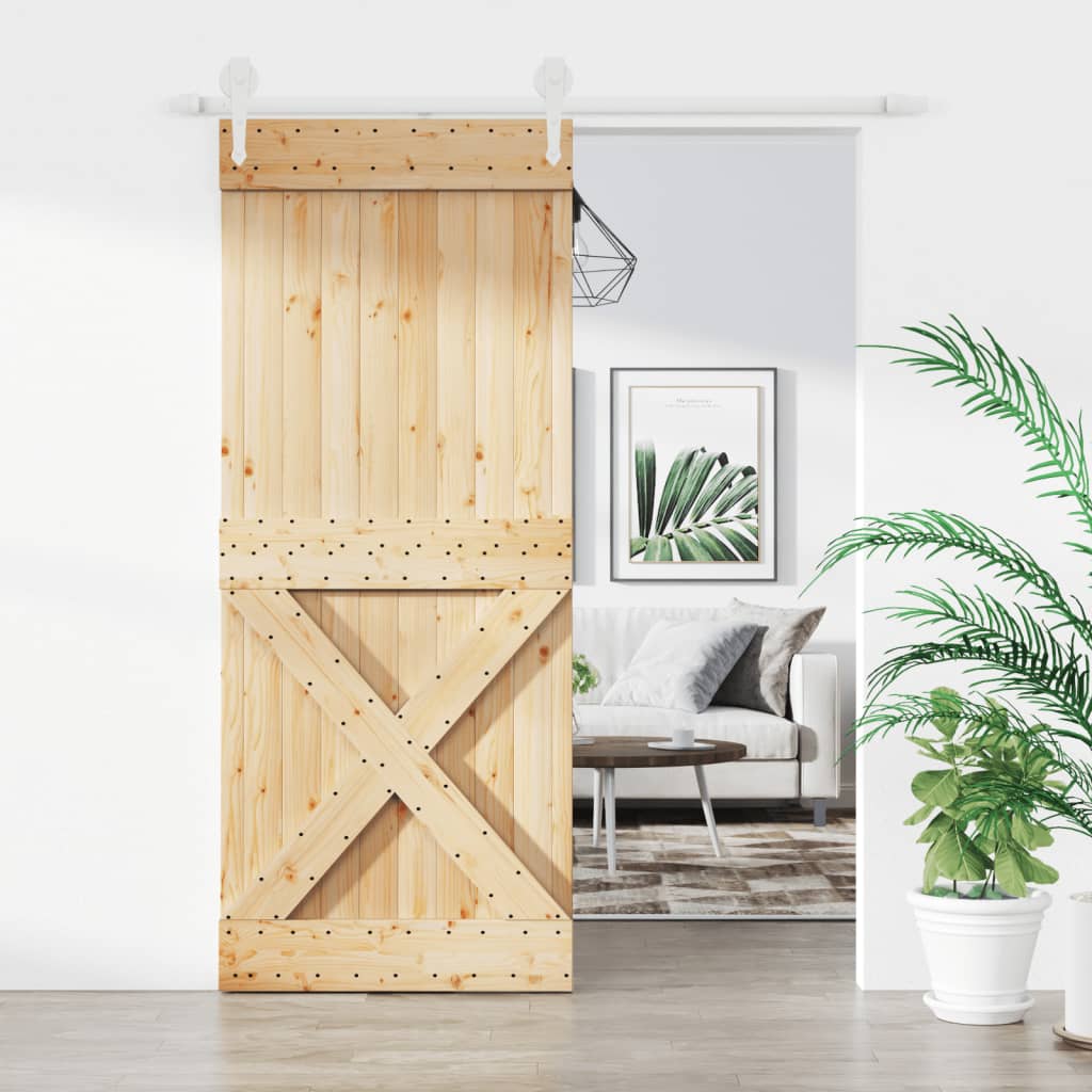 VidaXL Schiebetür mit Beschlägen 85x210 cm massives Kiefernholz