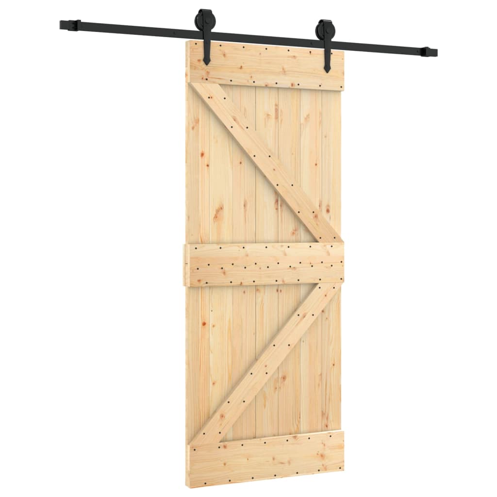 VidaXL Schiebetür mit Beschlägen 85x210 cm massives Kiefernholz