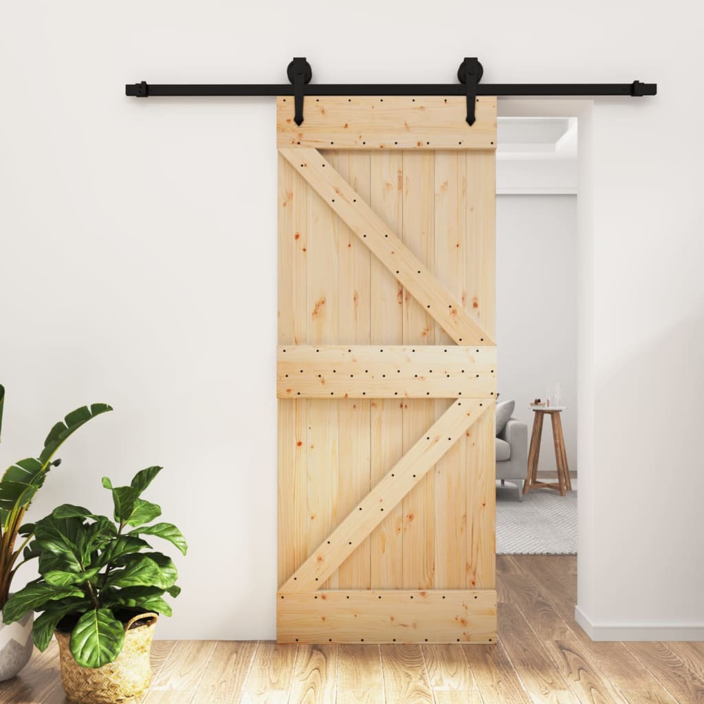 VidaXL Schiebetür mit Beschlägen 85x210 cm massives Kiefernholz
