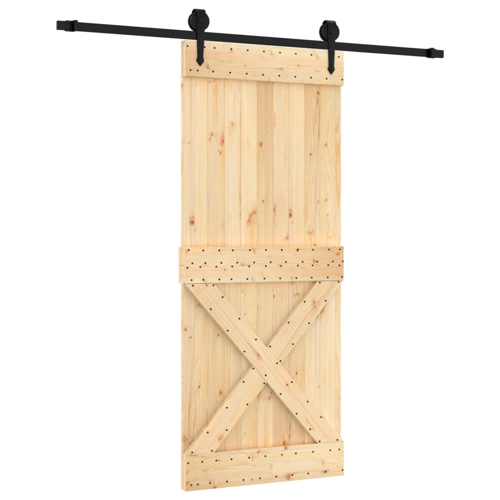 VidaXL Schiebetür mit Beschlägen 85x210 cm massives Kiefernholz