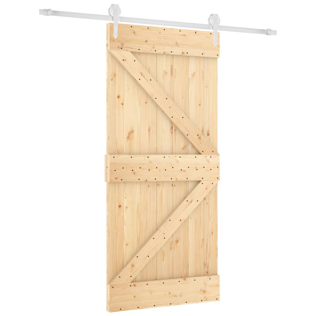 VidaXL Schiebetür mit Beschlägen 95x210 cm massives Kiefernholz
