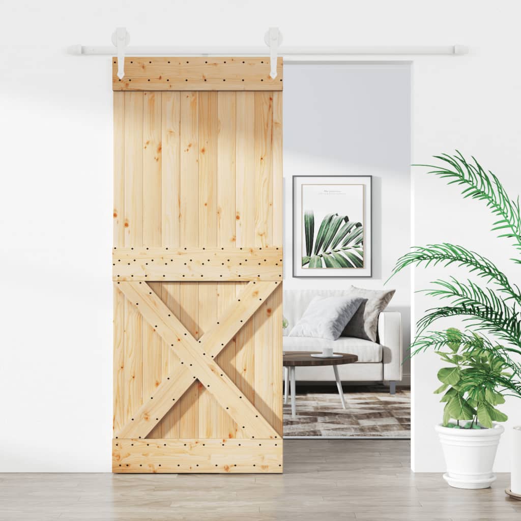 VidaXL Schiebetür mit Beschlägen 100x210 cm massives Kiefernholz