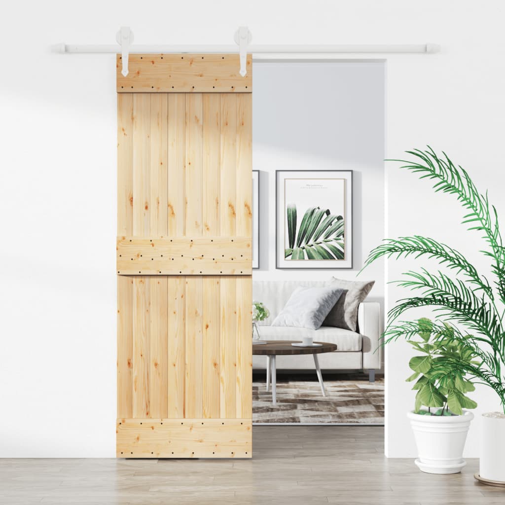 VidaXL Schiebetür mit Beschlägen 70x210 cm massives Kiefernholz