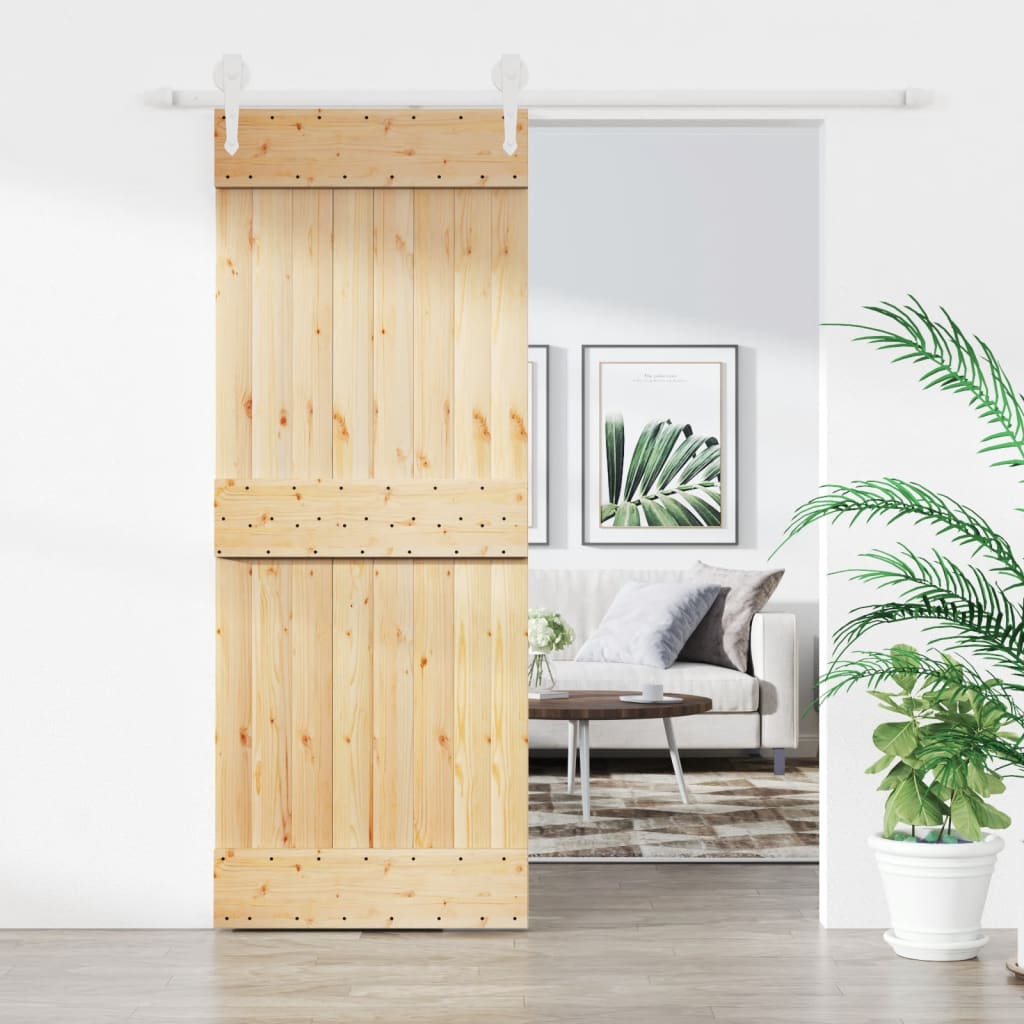 VidaXL Schiebetür mit Beschlägen 80x210 cm massives Kiefernholz