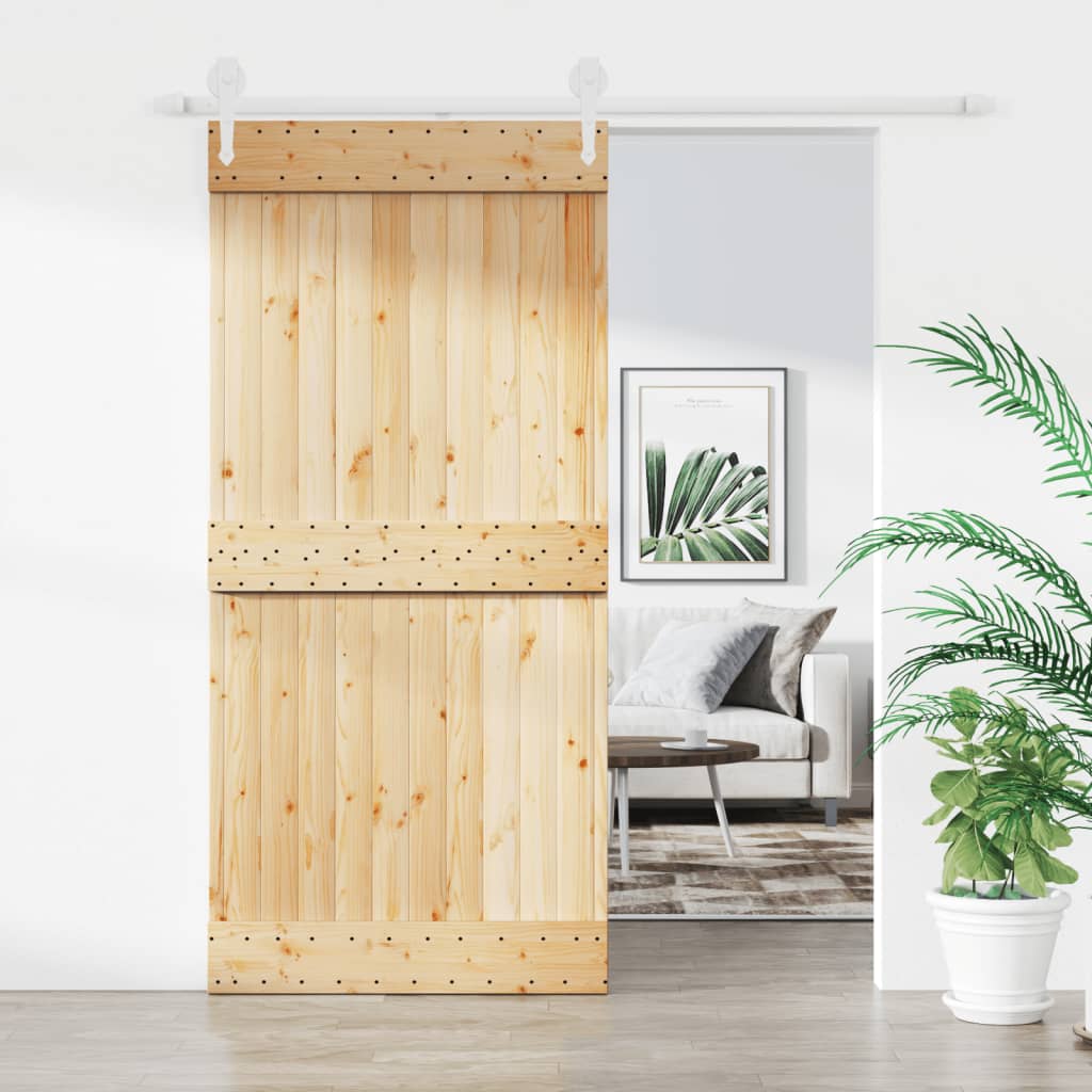 VidaXL Schiebetür mit Beschlägen 95x210 cm massives Kiefernholz