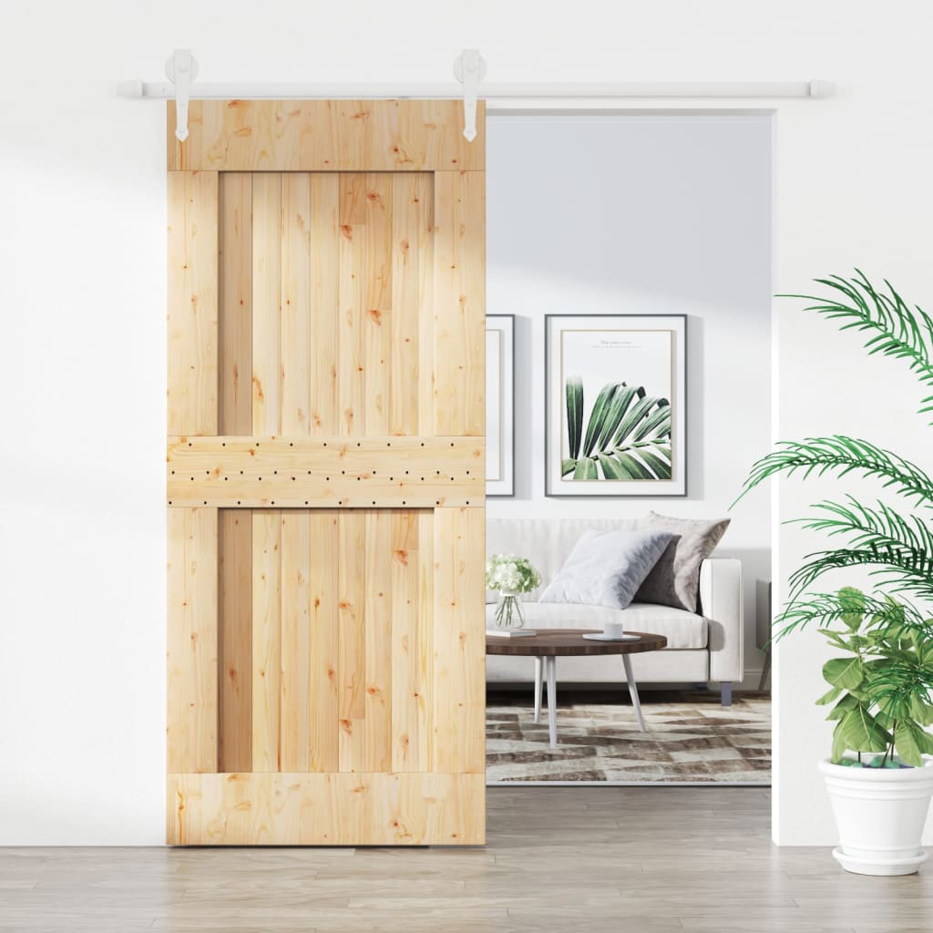 VidaXL Schiebetür mit Beschlägen 90x210 cm massives Kiefernholz