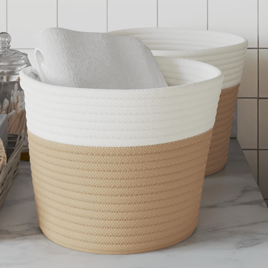 Vidaxx Aufbewahrungskörbe 2 Stück ø 24x18 cm Baumwolle Beige und Weiß