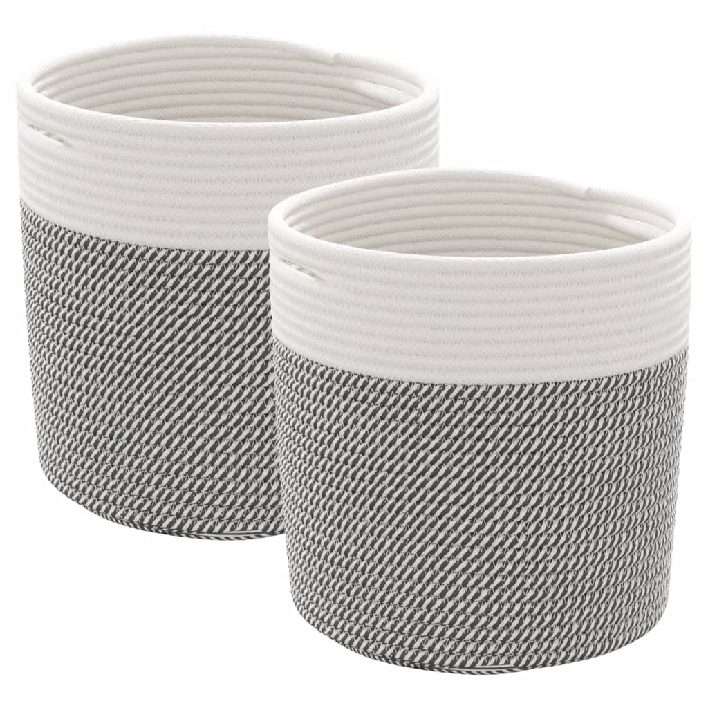 Vidaxx Aufbewahrungskörbe 2 Stück ø 28x28 cm Baumwolle grau und weiß