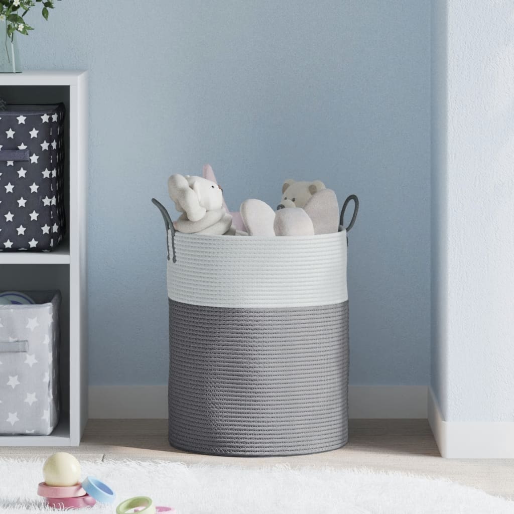 Vidaxx Aufbewahrungskorb ø 38x46 cm Baumwolle grau und weiß