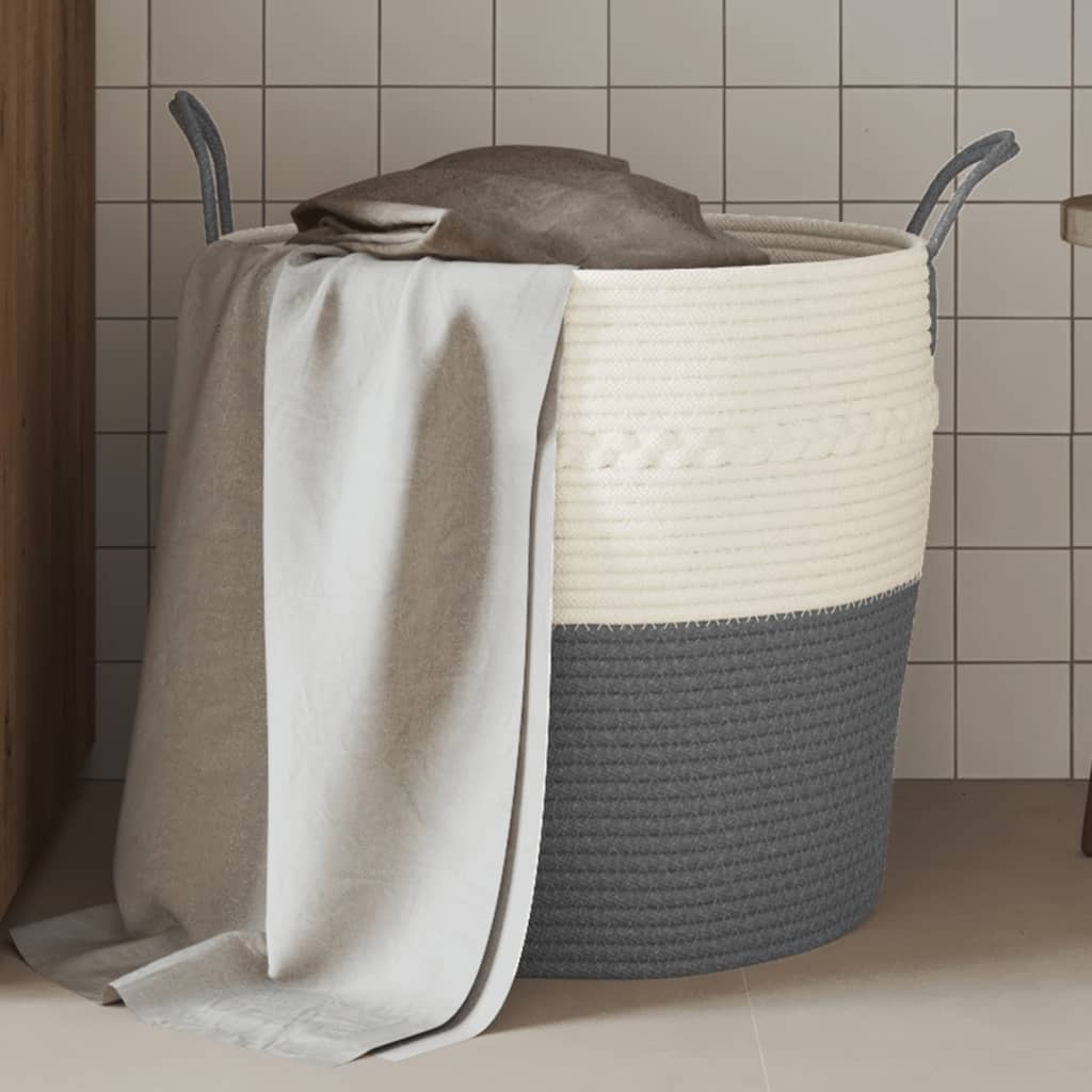Vidaxx Aufbewahrungskorb ø 43x38 cm Baumwolle grau und weiß