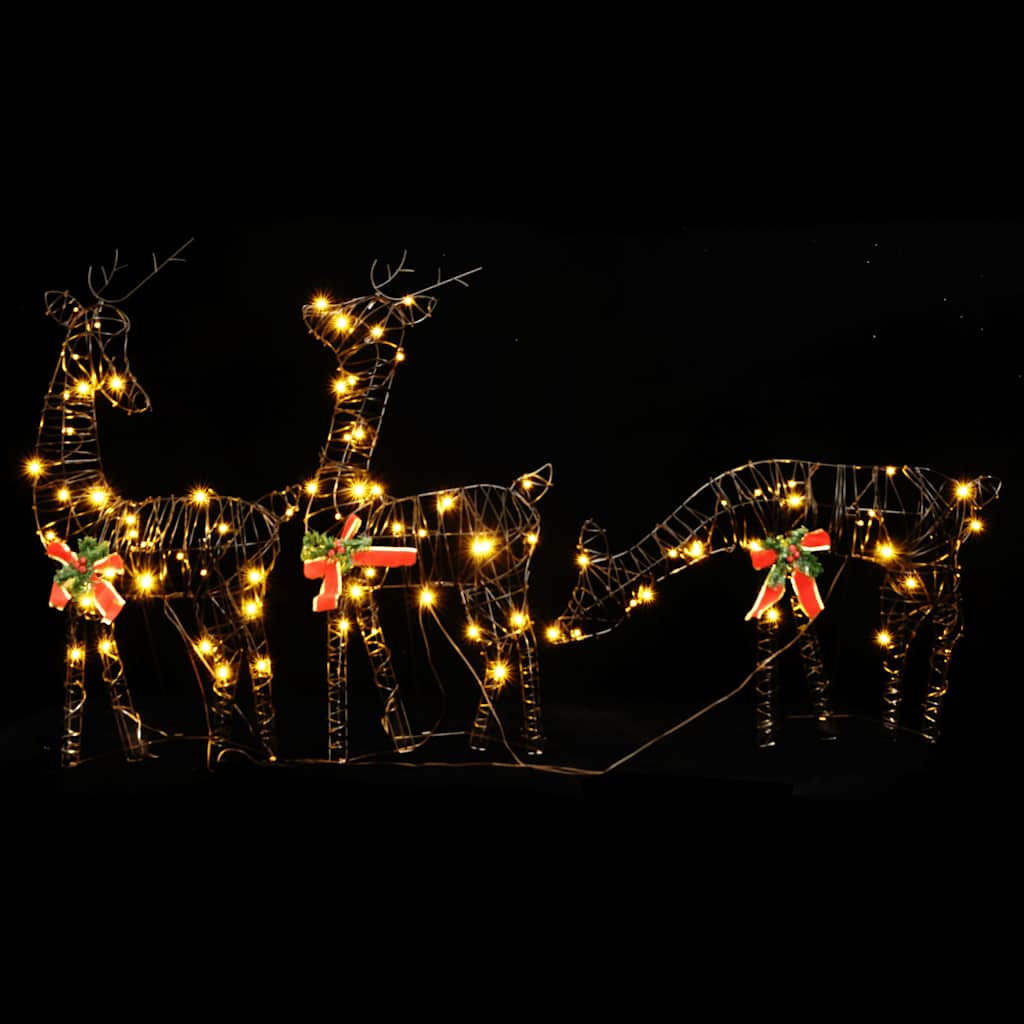VidaXL Weihnachtsdekoration Rentierfamilie 90 LEDs Rattan warmweiß