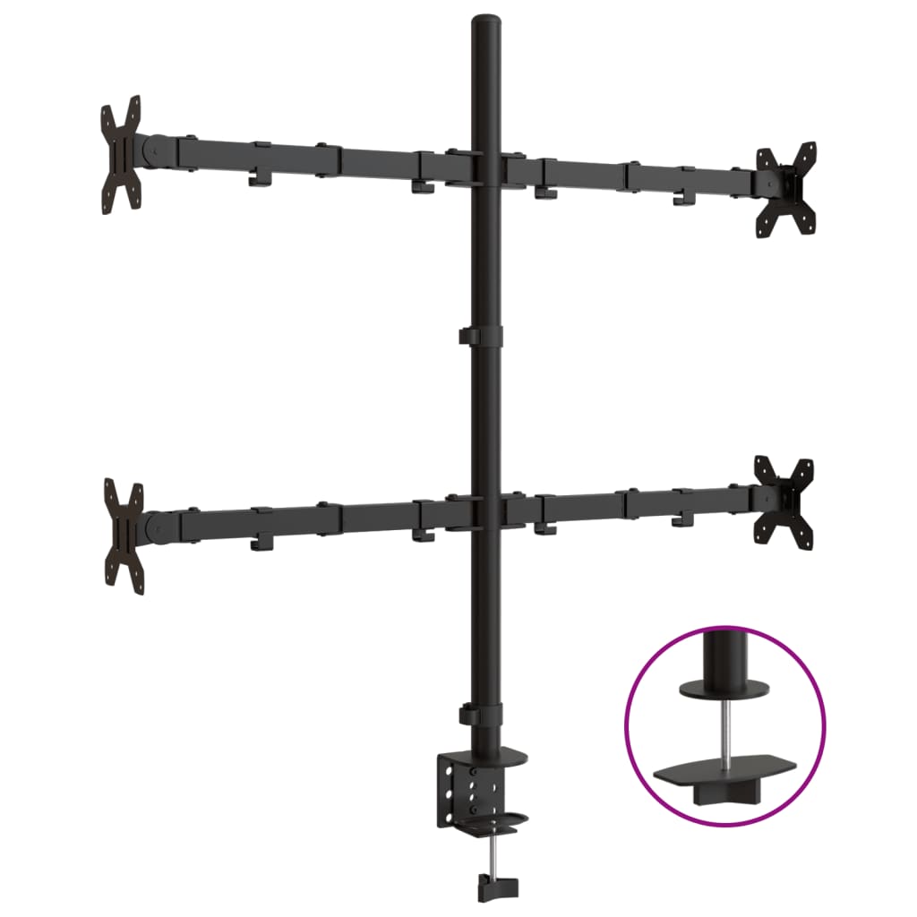 VidaXL Monitorhalterung VESA 75 100 mm schwarzer Stahl