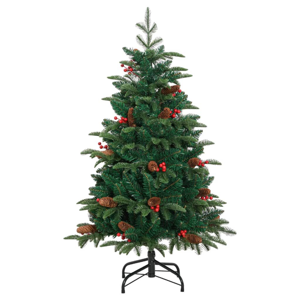 Künstlicher Weihnachtsbaum von Vidaxl mit Scharnieren, Tannenzapfen und Beeren, 120 cm