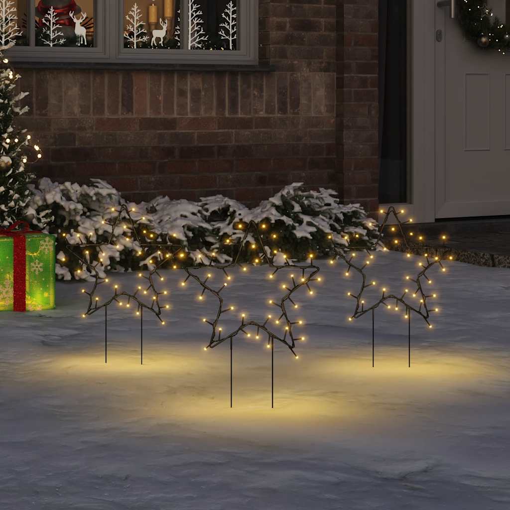 VidaXL Weihnachtsbeleuchtung Stern 3 Stk. mit Erdspießen 50 LEDs 29 cm