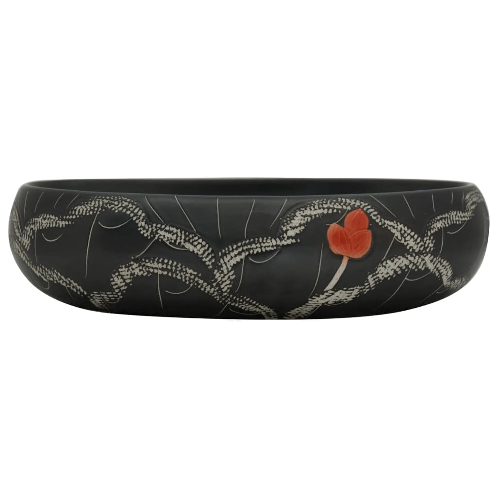 Vidaxx Aufsatzwaschbecken oval 59x40x15 cm Keramik schwarz