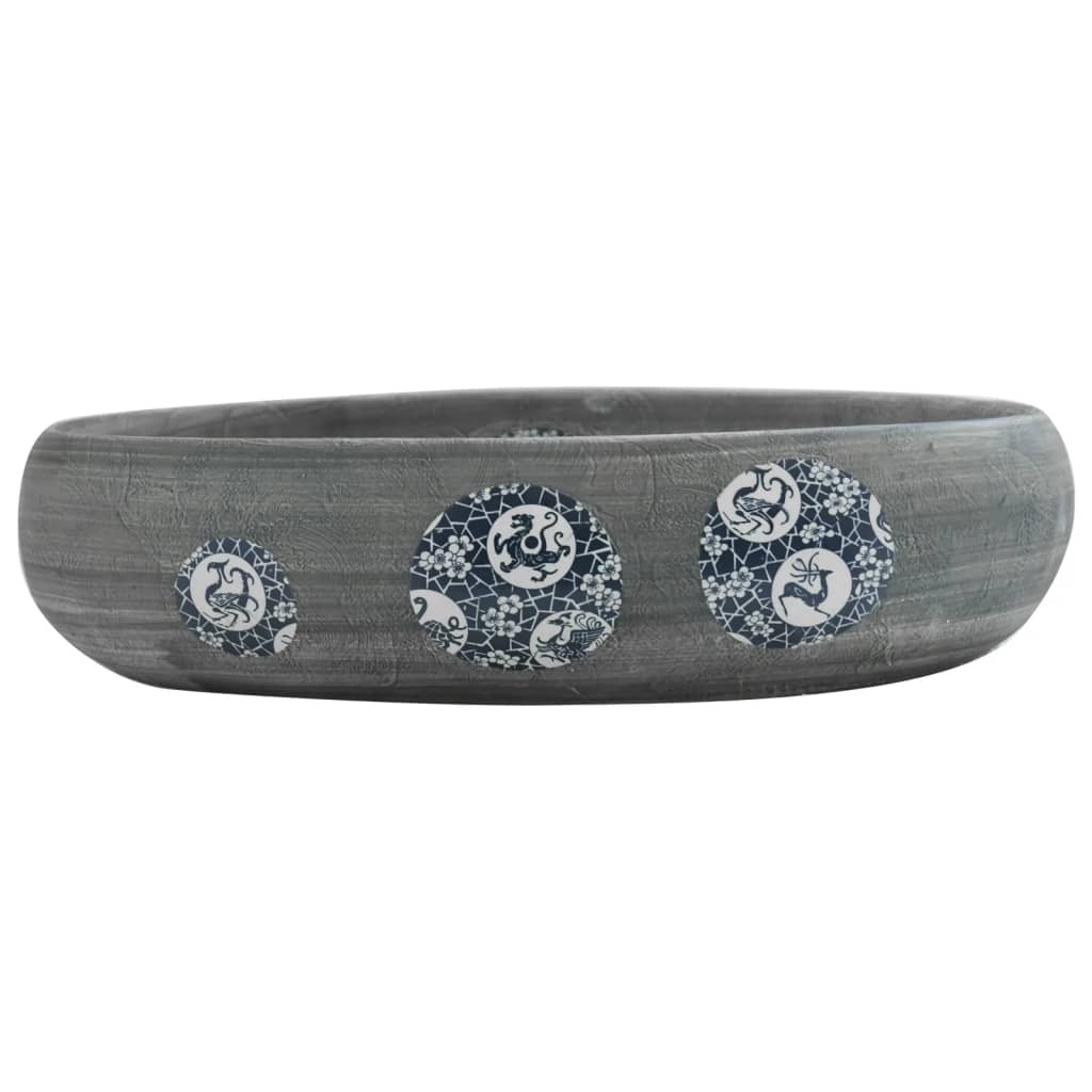 Vidaxx Aufsatzwaschbecken oval 59x40x15 cm Keramik grau