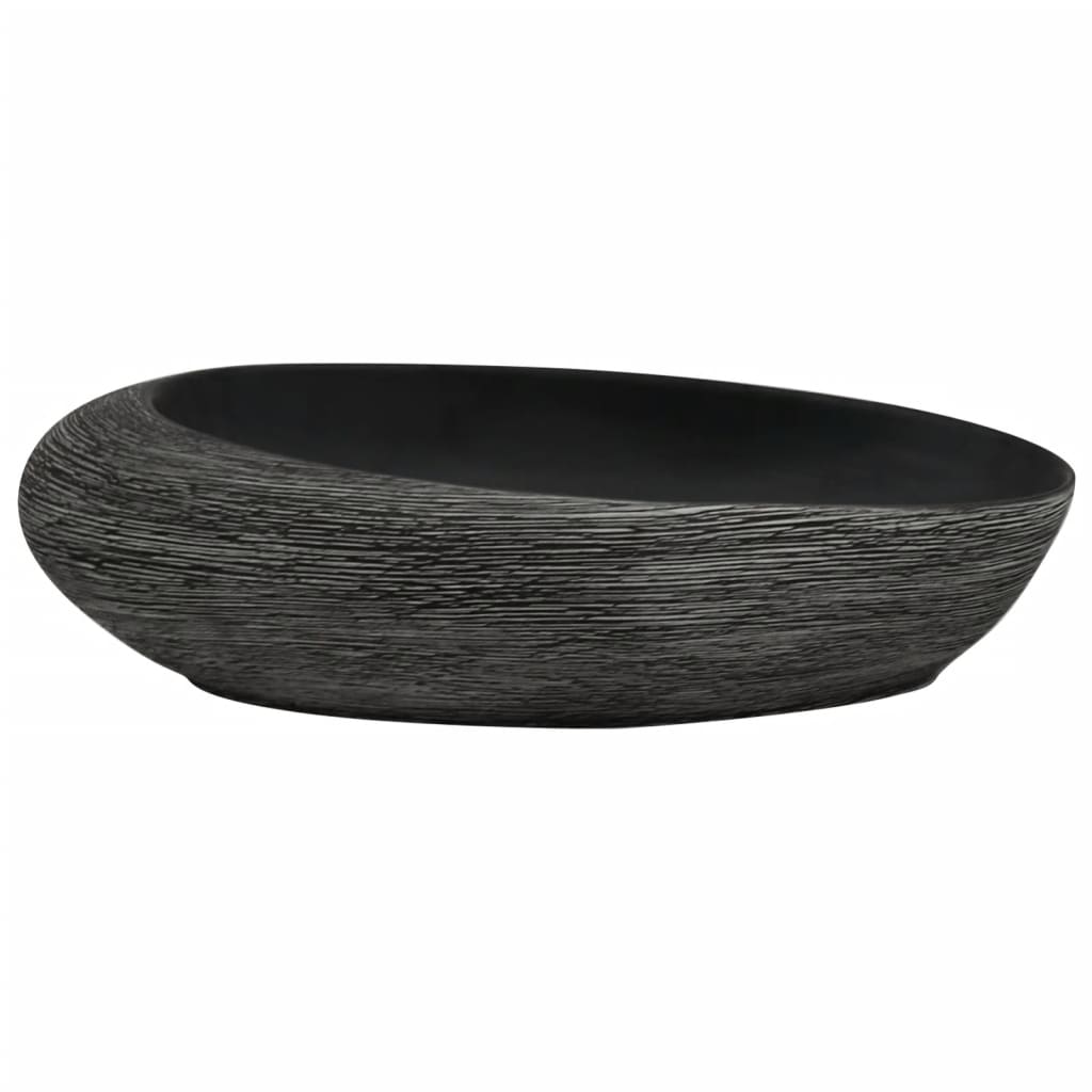 VidaXL Aufsatzwaschbecken oval 59x40x14 cm Keramik grau und schwarz