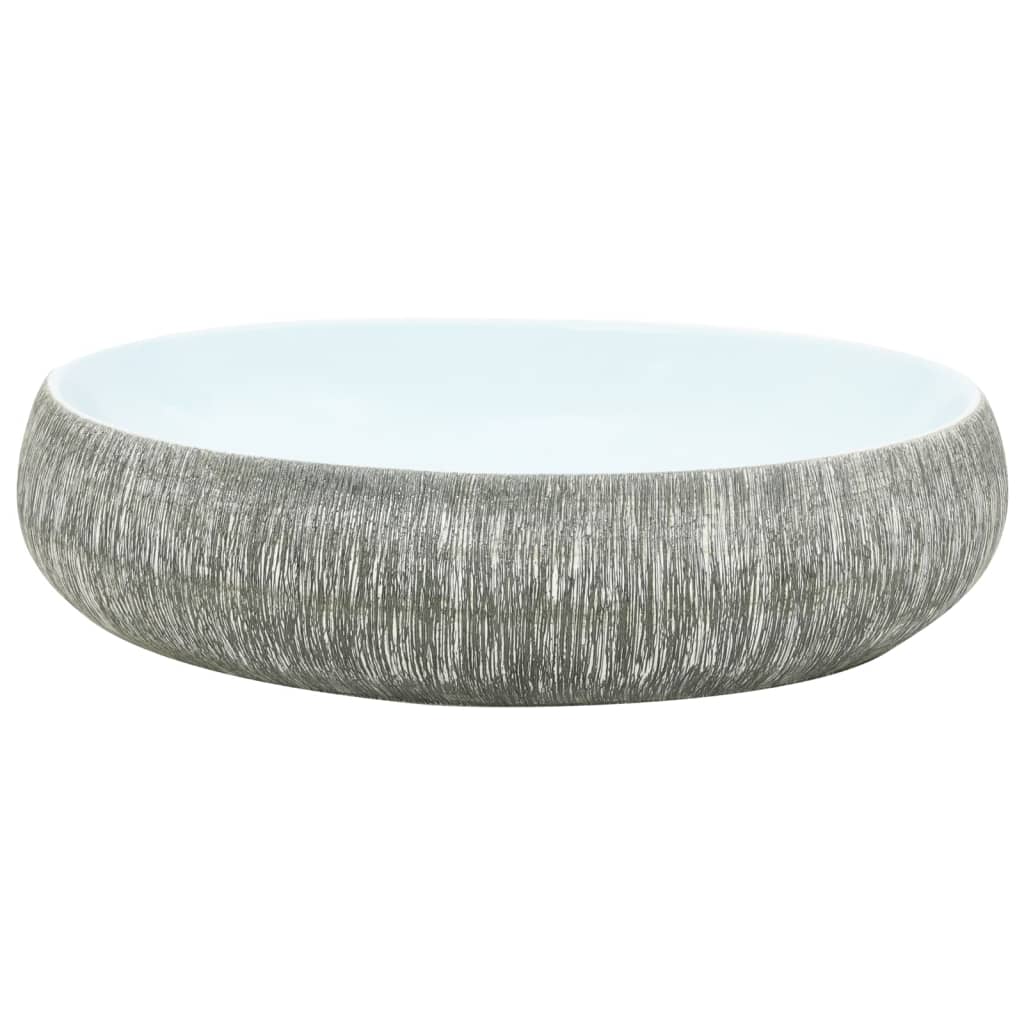 Vidaxx Aufsatzwaschbecken oval 59x40x15 cm Keramik grau und blau