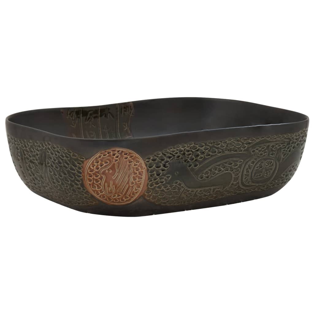 Vidaxx Aufsatzwaschbecken rechteckig 48x37,5x13,5 cm Keramik schwarz