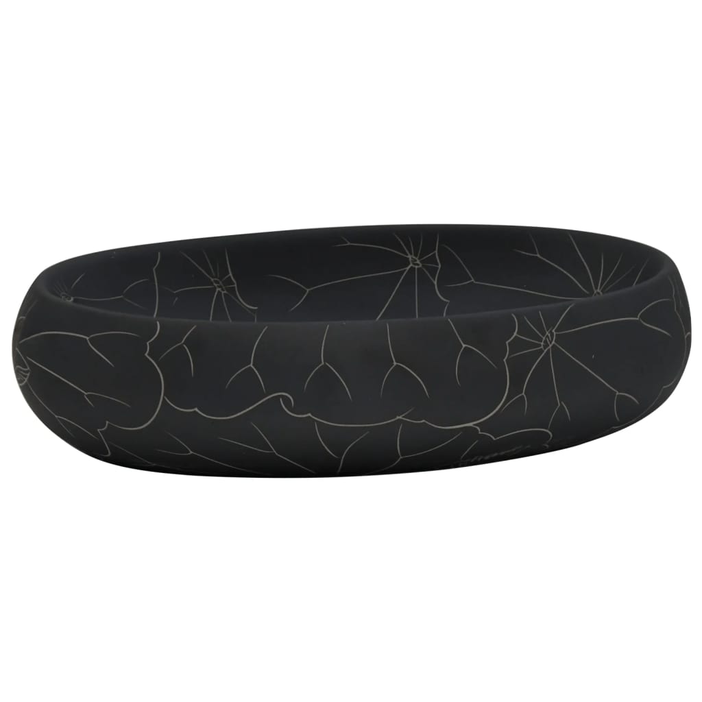 Vidaxx Aufsatzwaschbecken oval 59x40x15 cm Keramik schwarz