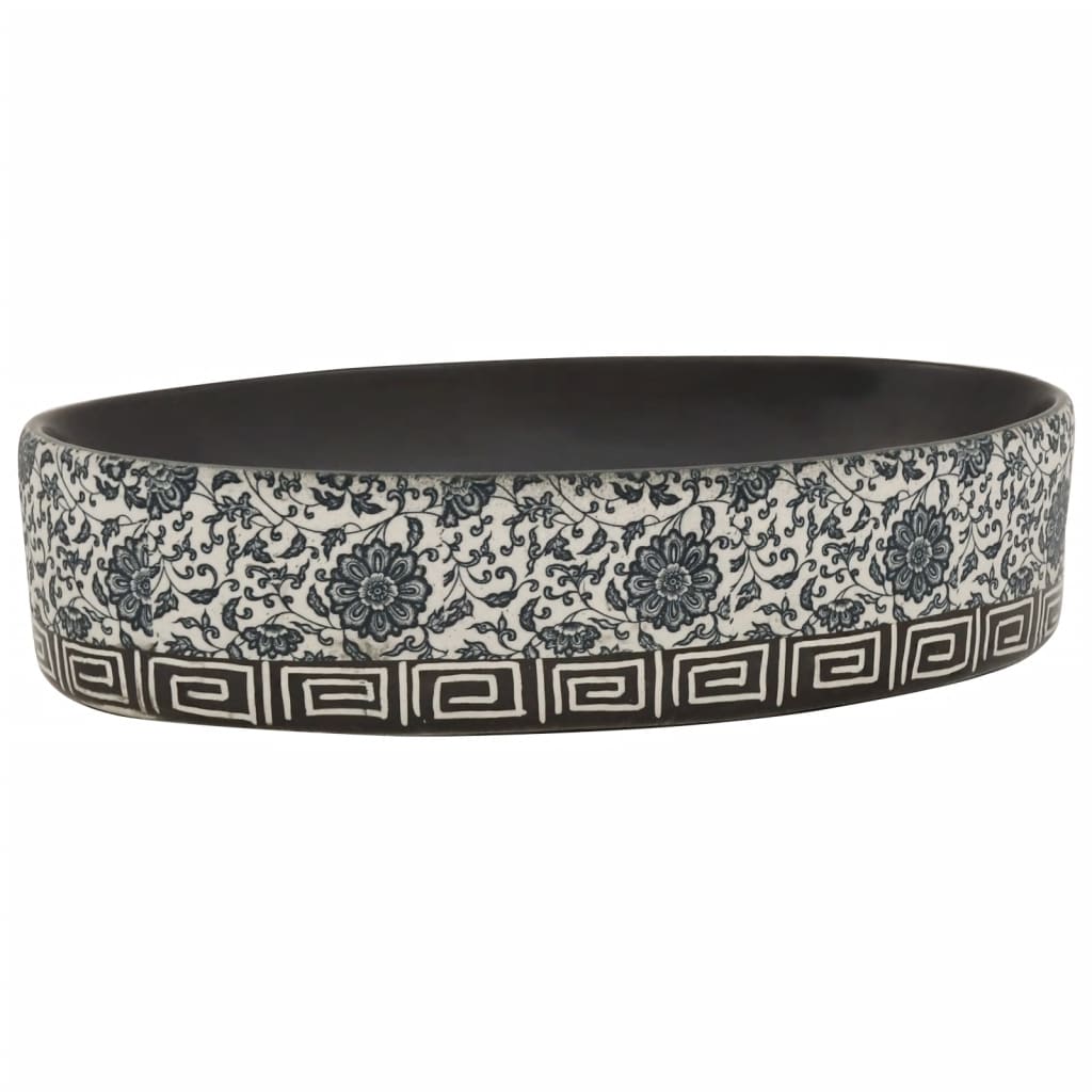 Vidaxx Aufsatzwaschbecken oval 56,5x36,5x13,5 cm Keramik schwarz und blau