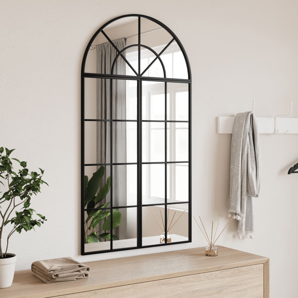 VidaXL Wandspiegelbogen 60x110 cm Eisen schwarz