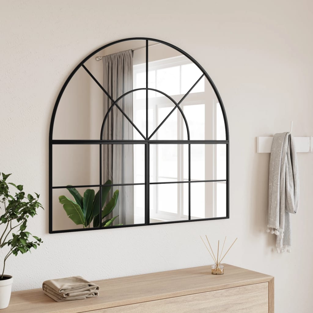 VidaXL Wandspiegelbogen 100x90 cm Eisen schwarz
