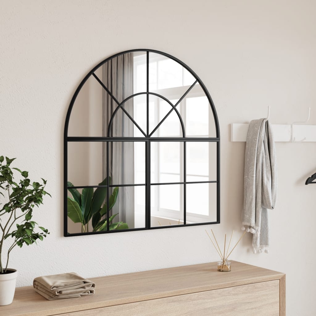 VidaXL Wandspiegelbogen 80x80 cm Eisen schwarz