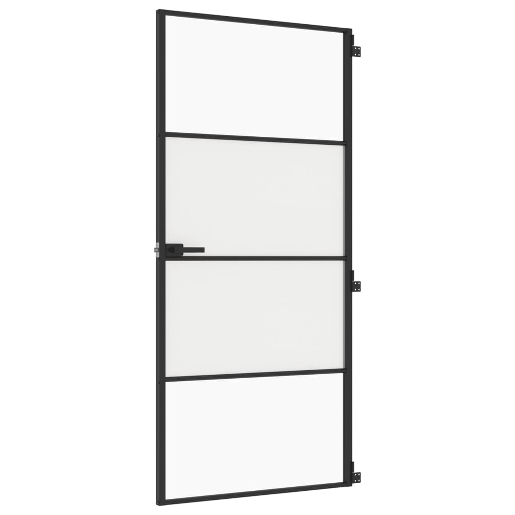 Vidaxx Innentür schmal 93x201,5 cm Hartglas und Aluminium schwarz