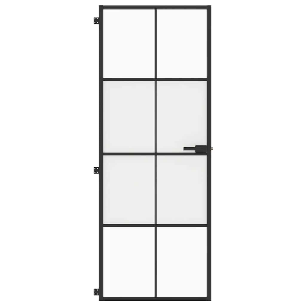 VidaXL Innentür schmal 76x201,5 cm gehärtetes Glas und Aluminium schwarz