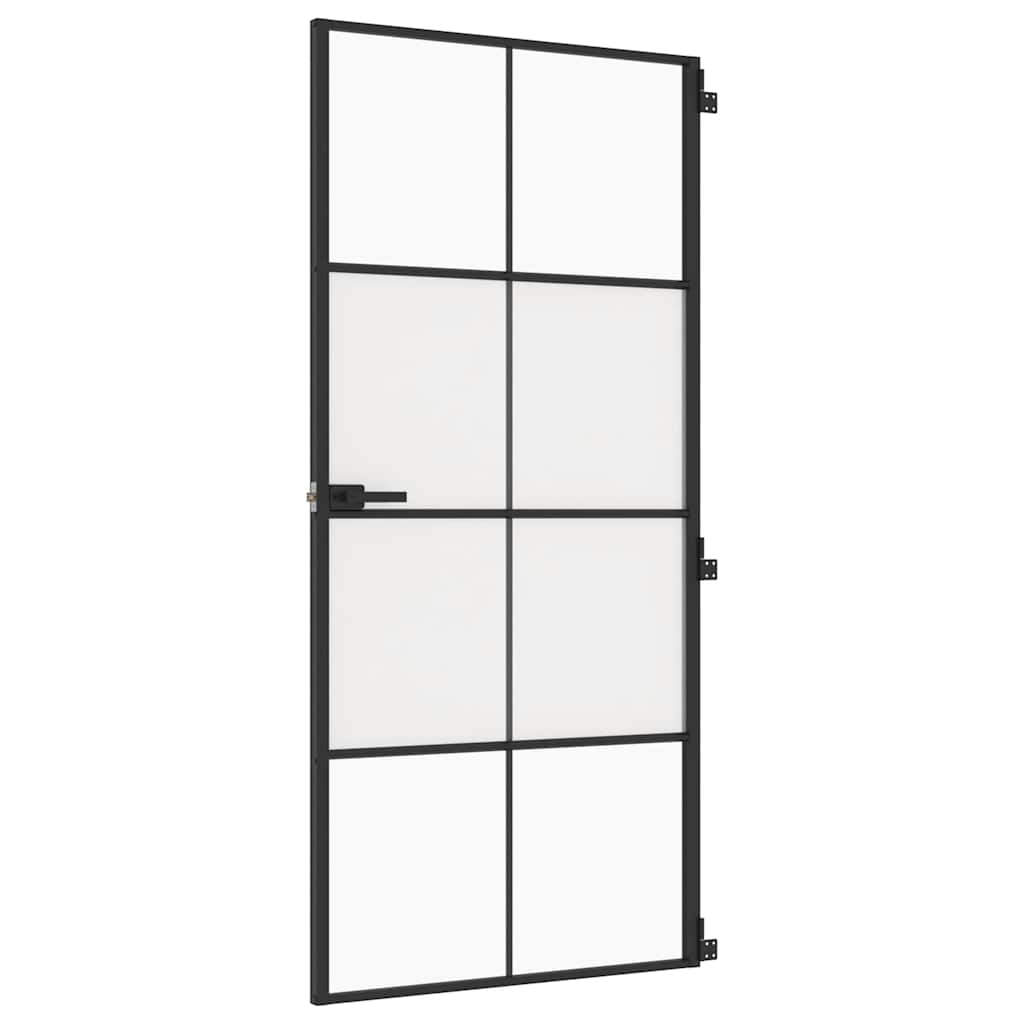 Vidaxx Innentür schmal 93x201,5 cm Hartglas und Aluminium schwarz