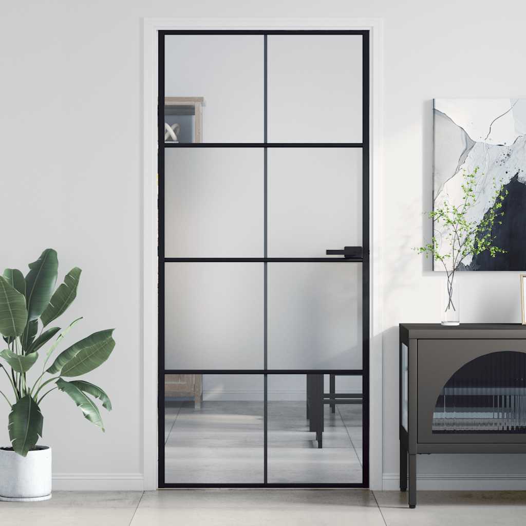 Vidaxx Innentür schmal 93x201,5 cm Hartglas und Aluminium schwarz