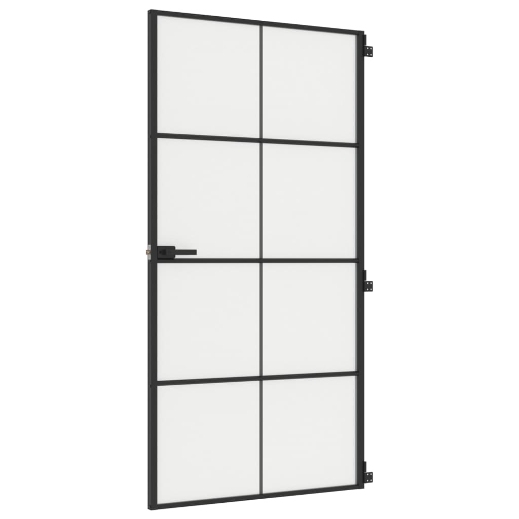 VidaXL Innentür schmal 102,5x201,5 cm gehärtetes Glas und Aluminium schwarz