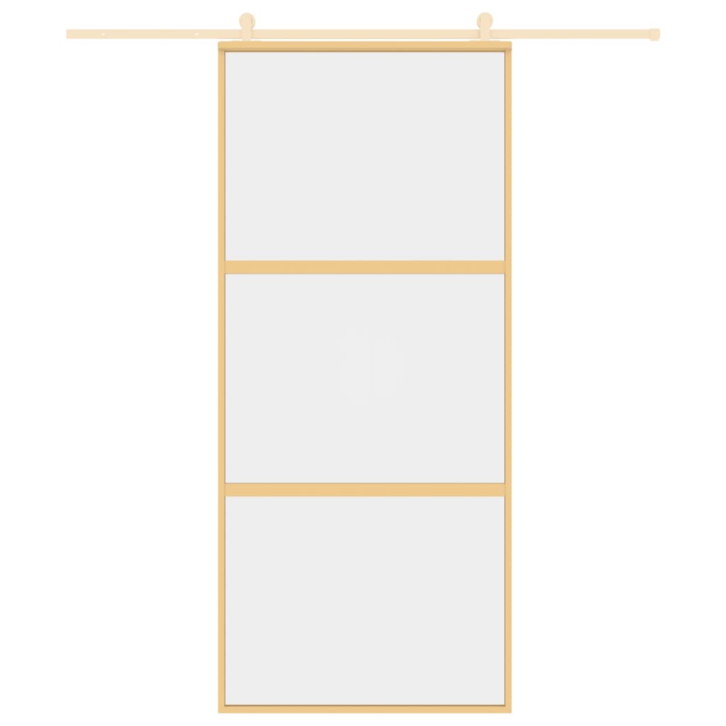 Vidaxx Schiebetür 90x205 cm klares ESG-Glas und Aluminium goldfarben