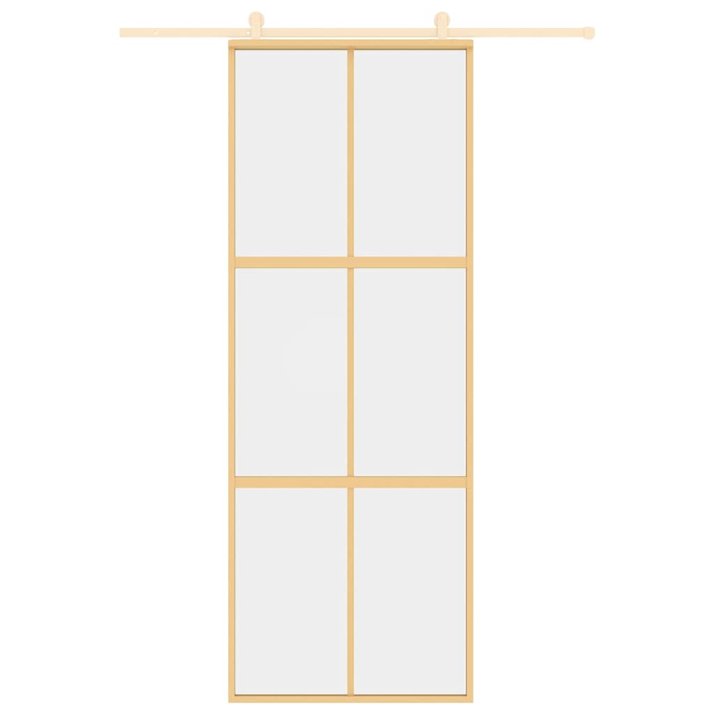 Vidaxx Schiebetür 76x205 cm klares ESG-Glas und goldfarbenes Aluminium