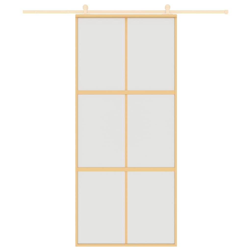 Vidaxx Schiebetür 90x205 cm ESG-Glas matt und Aluminium goldfarben