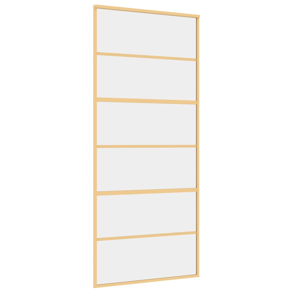 Vidaxx Schiebetür 90x205 cm klares ESG-Glas und Aluminium goldfarben
