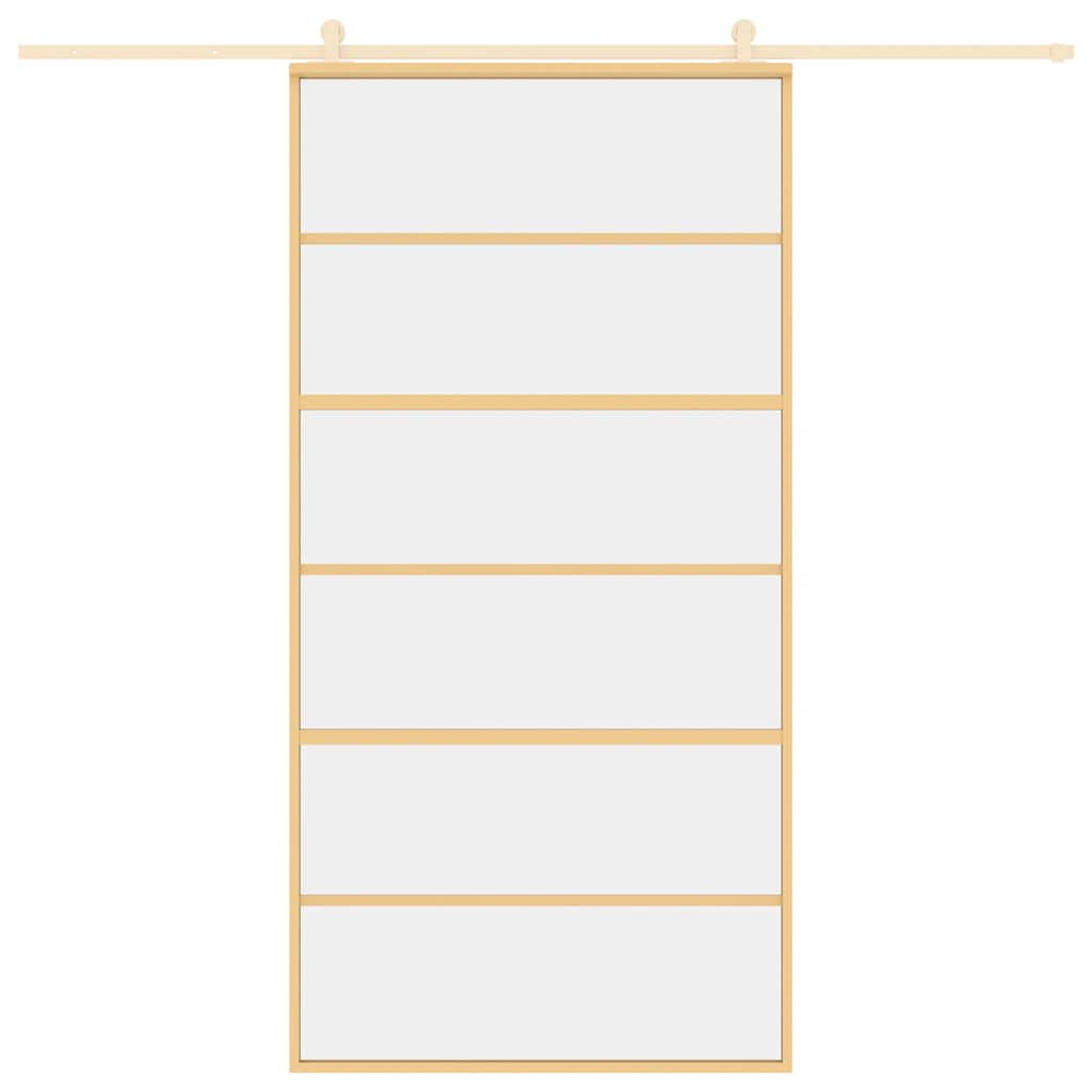 Vidaxx-Schiebetür 102,5 x 205 cm, klares ESG-Glas und Aluminium-Goldfarbe