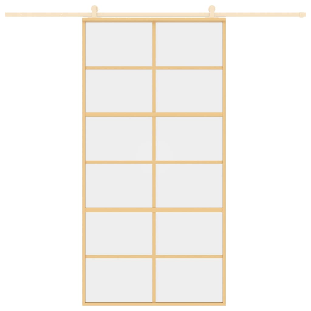 VidaXL Schiebetür 102,5 x 205 cm, klares ESG-Glas und goldfarbenes Aluminium