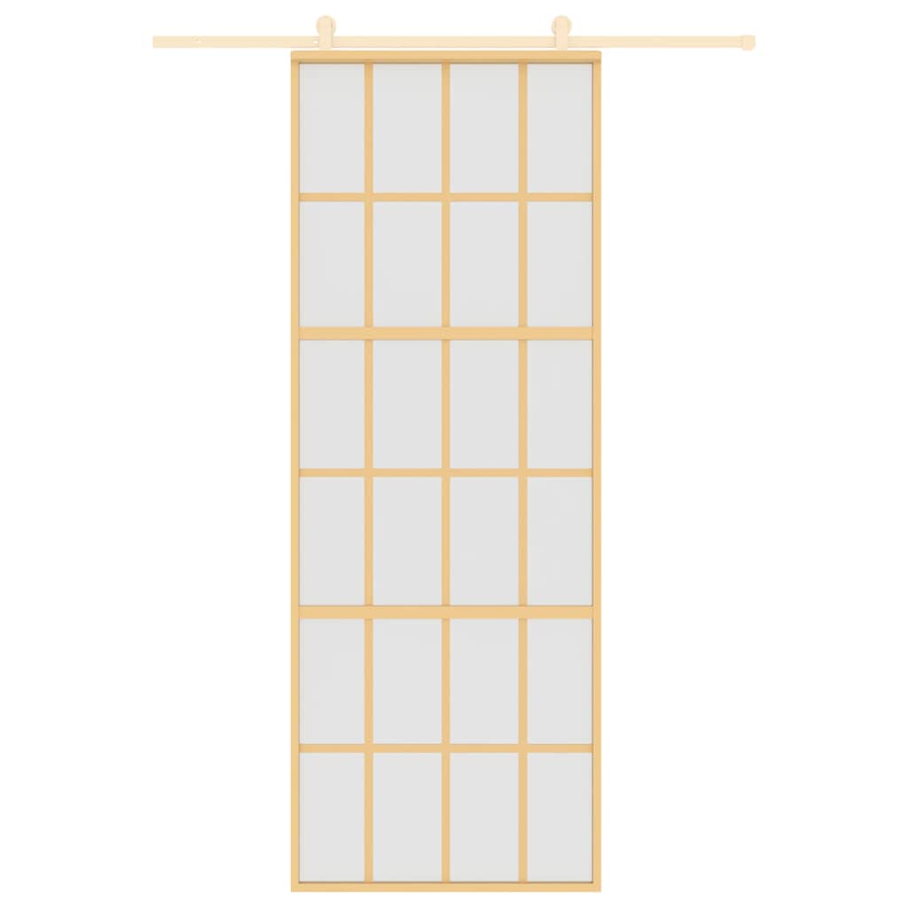 Vidaxx Schiebetür 76x205 cm ESG-Glas matt und Aluminium goldfarben