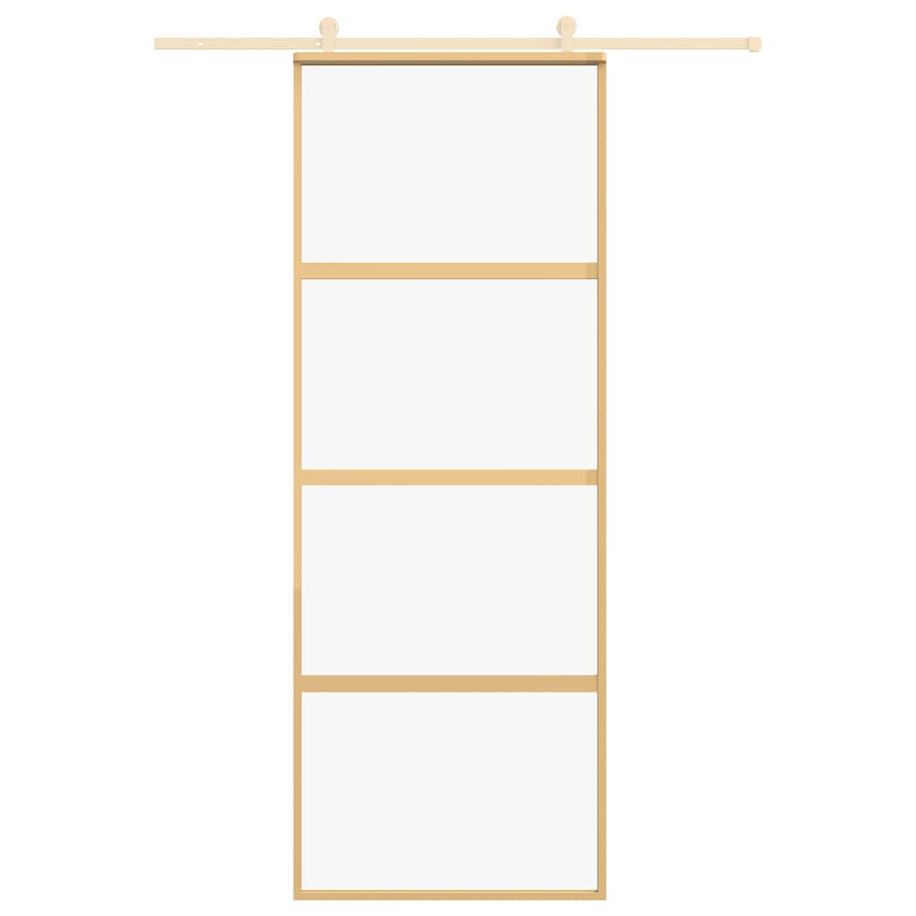 Vidaxx Schiebetür 76x205 cm klares ESG-Glas und goldfarbenes Aluminium