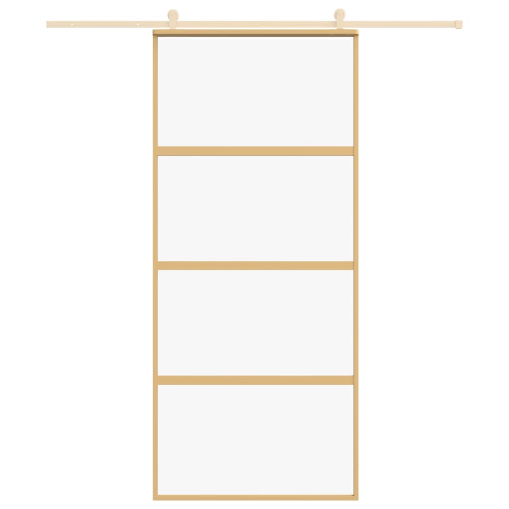 Vidaxx Schiebetür 90x205 cm klares ESG-Glas und Aluminium goldfarben