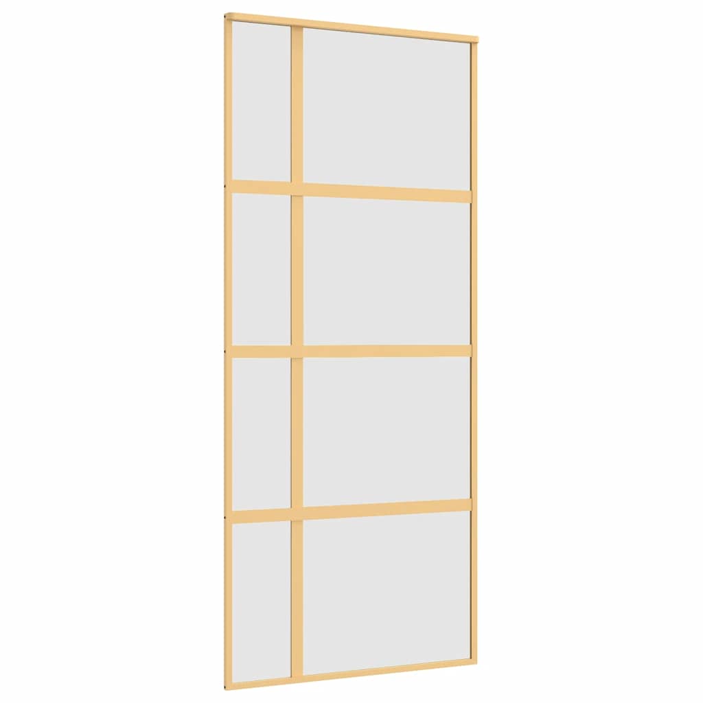 Vidaxx Schiebetür 90x205 cm ESG-Glas matt und Aluminium goldfarben
