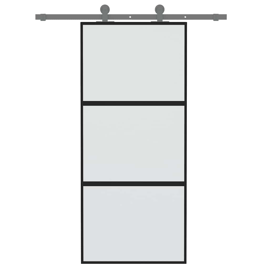 Vidaxx Schiebetür 90x205 cm Hartglas und Aluminium schwarz