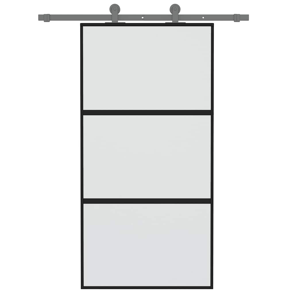 Vidaxx Schiebetür 102,5x205 cm Hartglas und Aluminium schwarz