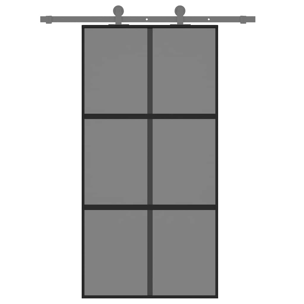 Vidaxx Schiebetür 102,5x205 cm Hartglas und Aluminium schwarz