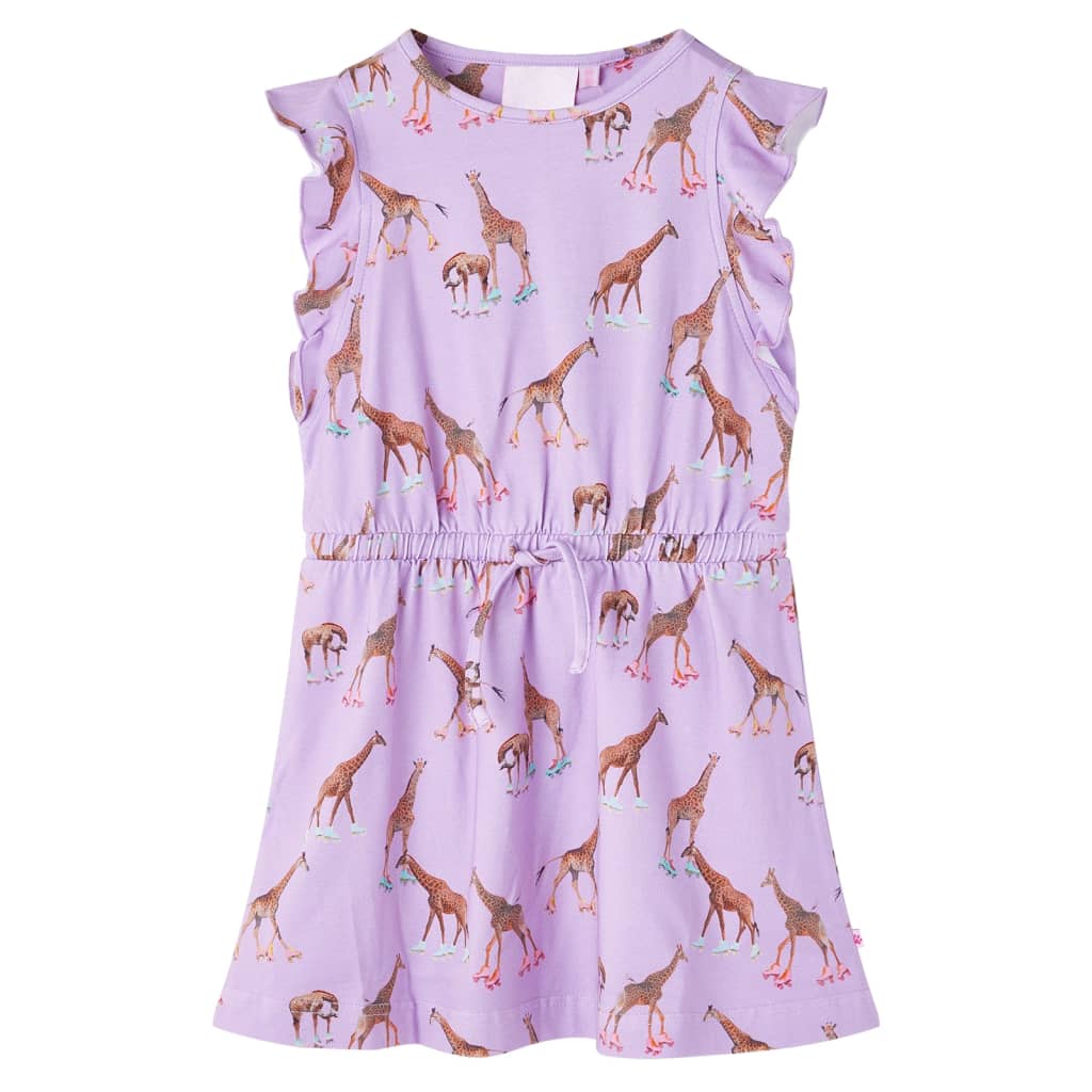 VidaXL Kinderkleid mit Rüschenärmeln und Kordelzug 116 Flieder