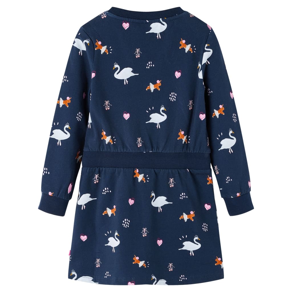 VidaXL Kinderkleid mit langen Ärmeln 92 Marineblau