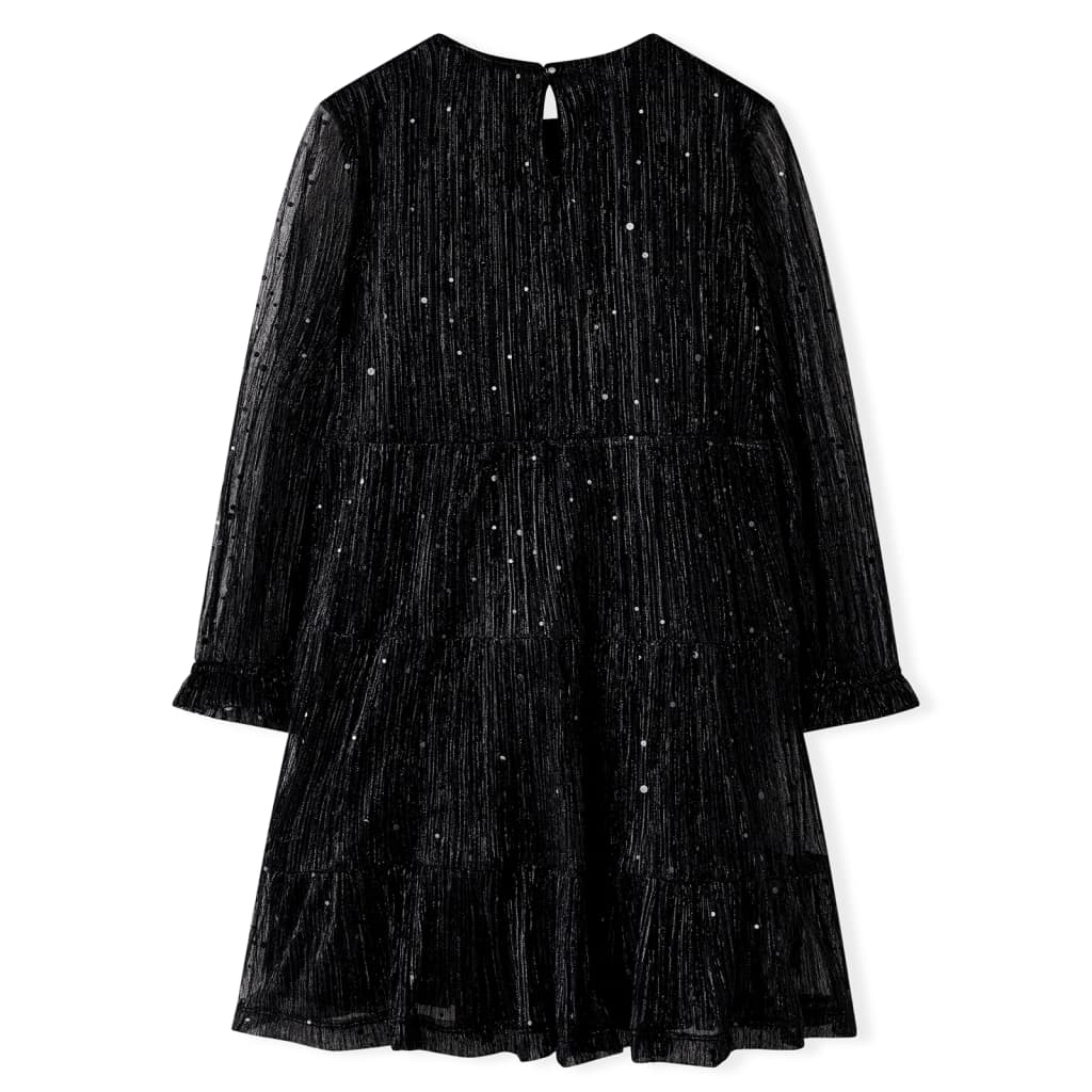 VidaXL Kinderkleid mit langen Ärmeln 128 Schwarz