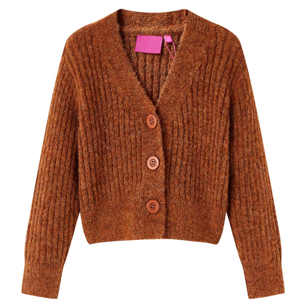 VidaXL Kinderstrickjacke 128 cognacfarben